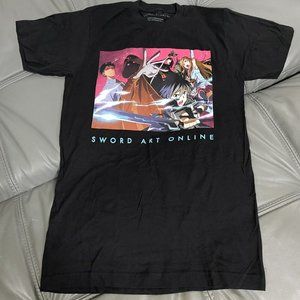 Sword Art Online Black Pink S Tee T-Shirt Short Sleeve Shirt Large Print Anime